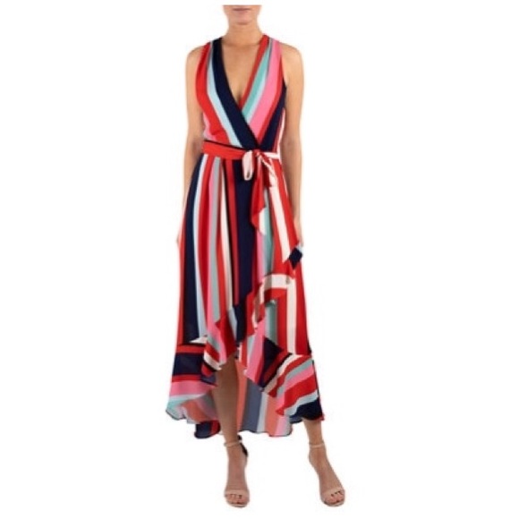 Julia Jordan Stripe Halter Neck Maxi 